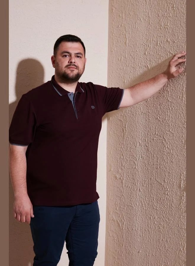 بوراتي تيشيرت بولو قطن مقاس كبير رجالي بياقة بولو